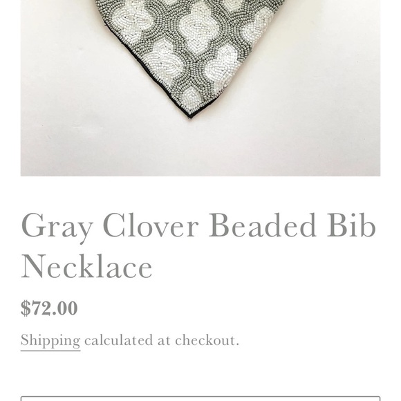 Gray Clover Beaded Bib Necklace - Picture 2 of 4